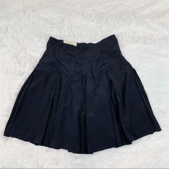 Marni women knee length pleated silk blend skirt black - Picture 3 of 10